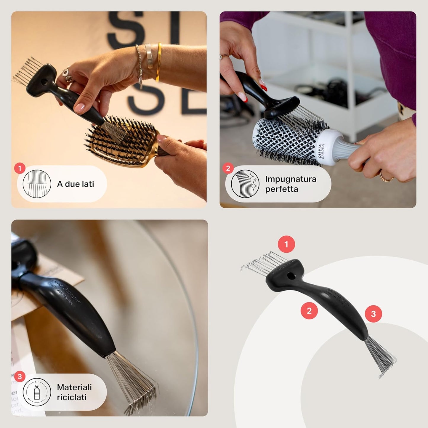 Olivia Garden The Brush Cleaner Brush Cleaner Black - The Quick and Easy Tool to Clean and Prolong the Life of Your Brushes.