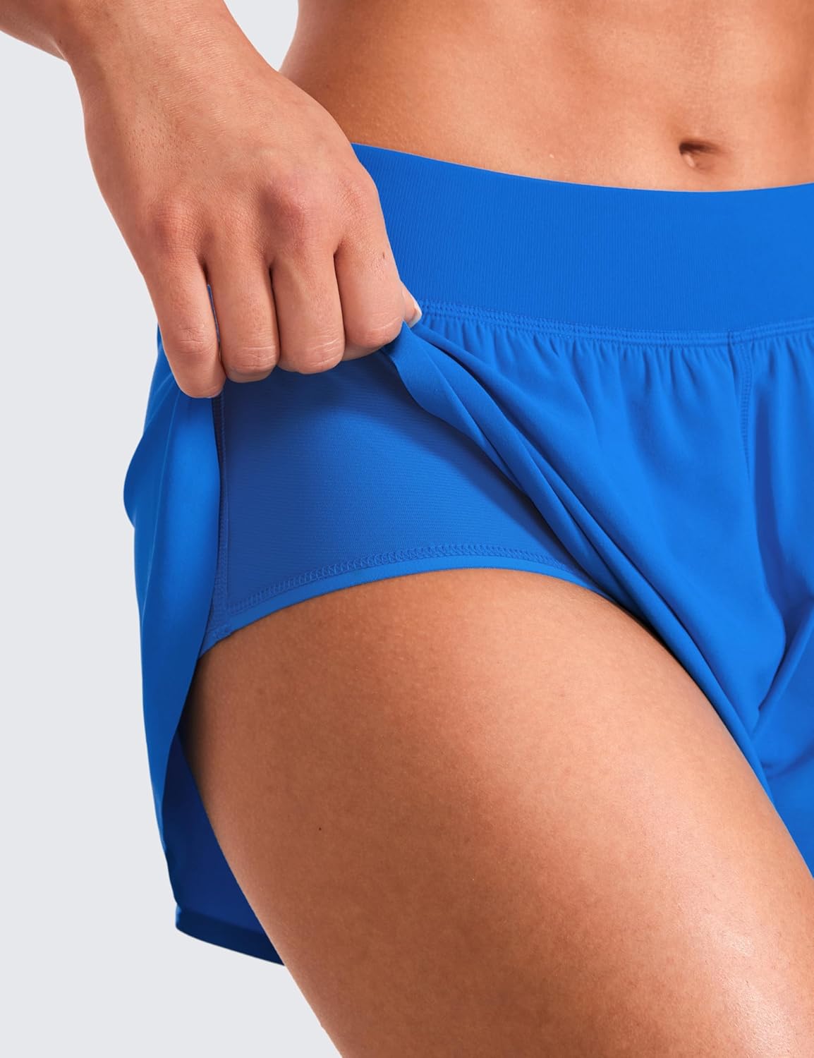 CRZ YOGA High Waisted Dolphin Running Shorts for Women, Quick Dry Lightweight Liner High Split Athletic Gym Workout Shorts