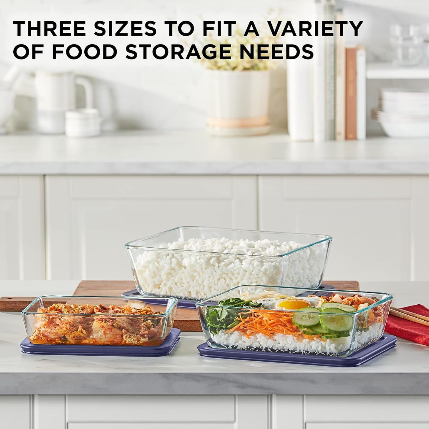 Pyrex Simply Store Rectangular Glass Food Storage Container Set with Lids (6-Piece Set)