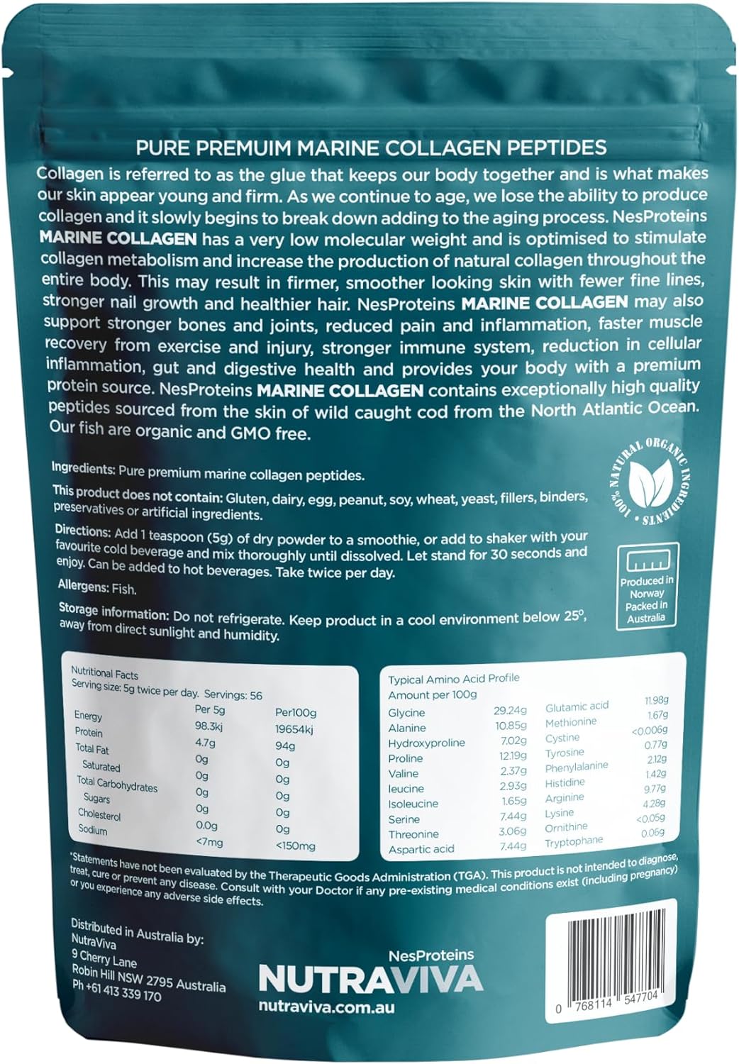 Nutraviva Marine Collagen Powder Supplement 280 g