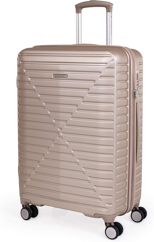 london Fog ABS Hard Case - 8 Wheel Spinner Travel Luggage | Telescopic Drag Handle | TSA Security Locks LFL005, champagne, Suitcase
