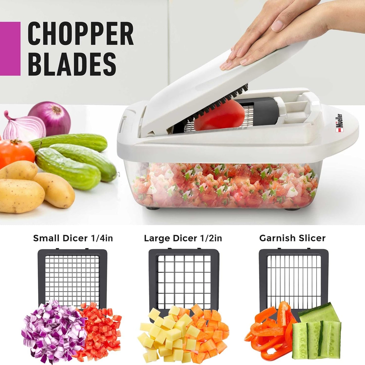 Pro-Series Onion Chopper, Slicer, Vegetable Chopper, Cutter, Dicer, Spiralizer Vegetable Slicer with Container and 8 Blades
