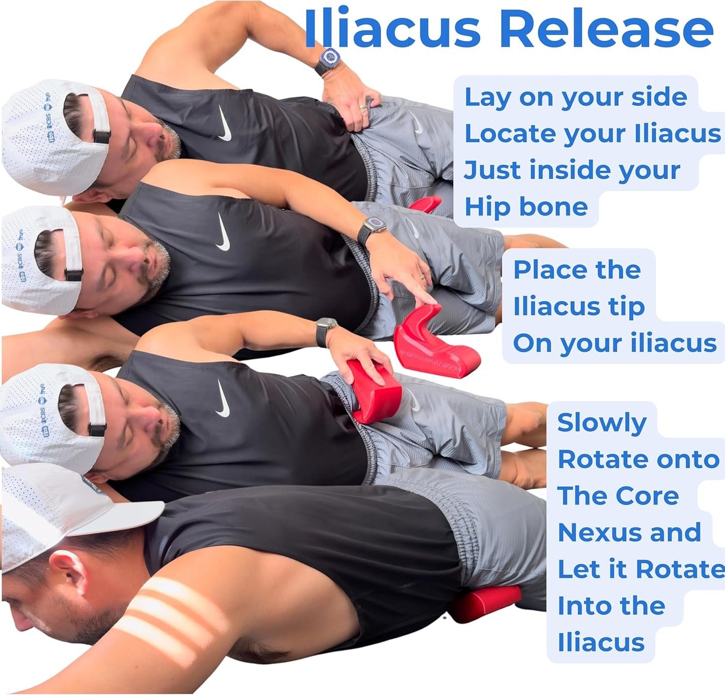 Core Nexus - Rotating Psoas & Iliacus Release Tool | Hip Flexor Mobility | All-in-One Lower Back & Sciatica Pain Relief | Muscle Recovery | Performance Enhancement | FSA or HSA Eligible | Black