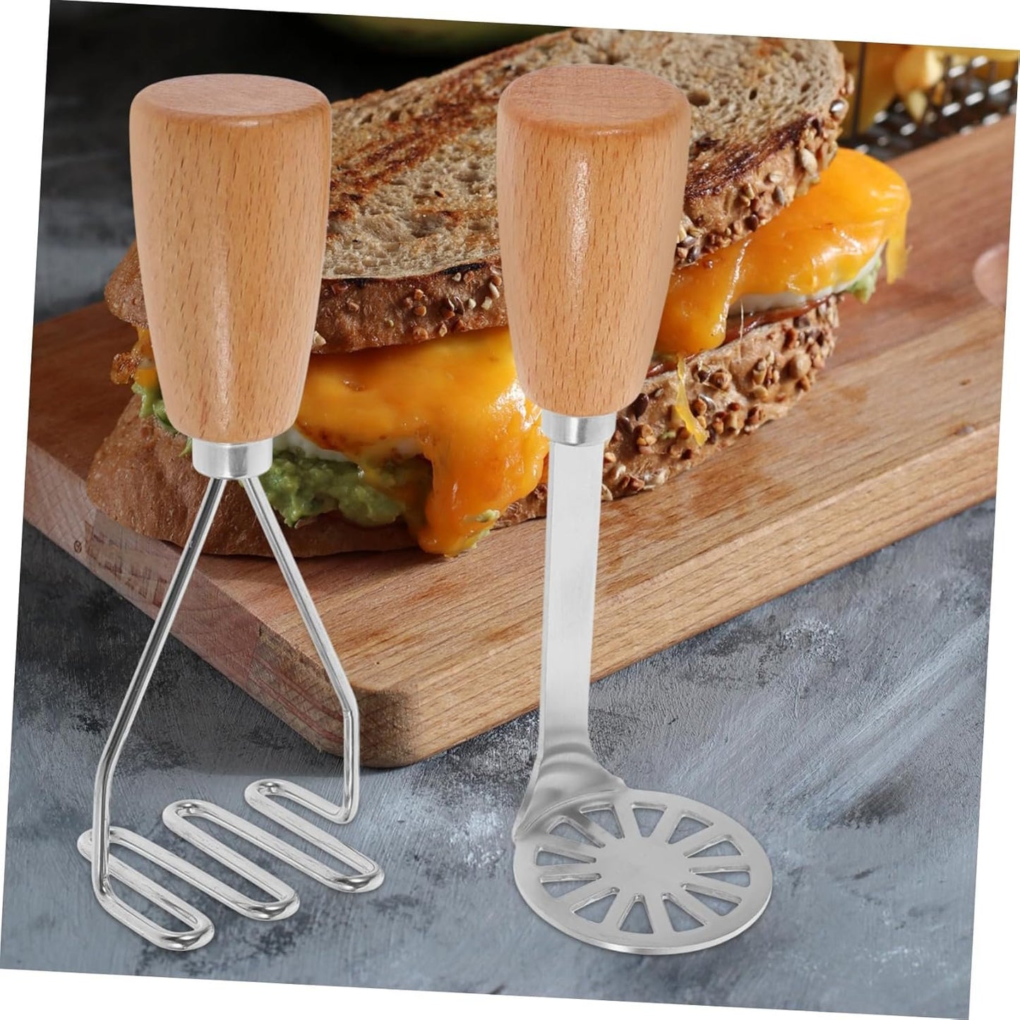 POPETPOP 2 Pezzi schiaccia Patate utensile per schiacciare Il Cibo Inossidabile purea Creatore Set Cucina Gadget Cucina Masher di Patate da Cucina Utensili per macinare Le Patate di Legno