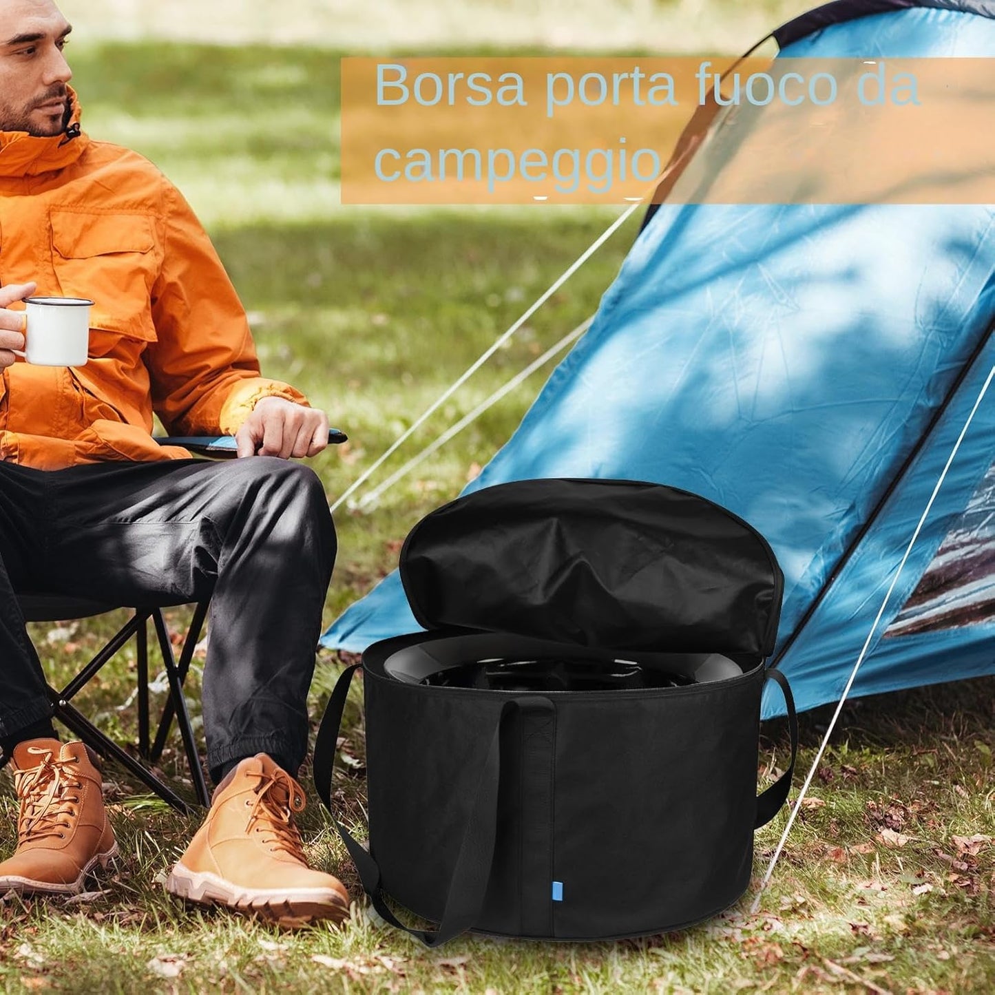 Generico 19-Inch Fire Bowl Carrying Case with Two-Way Zipper, Outdoor Camping Storage Bag for Portable Firebowl, Weather-Resistant Travel Organizer for Gear and Tools, 18.9x18.9 Inches