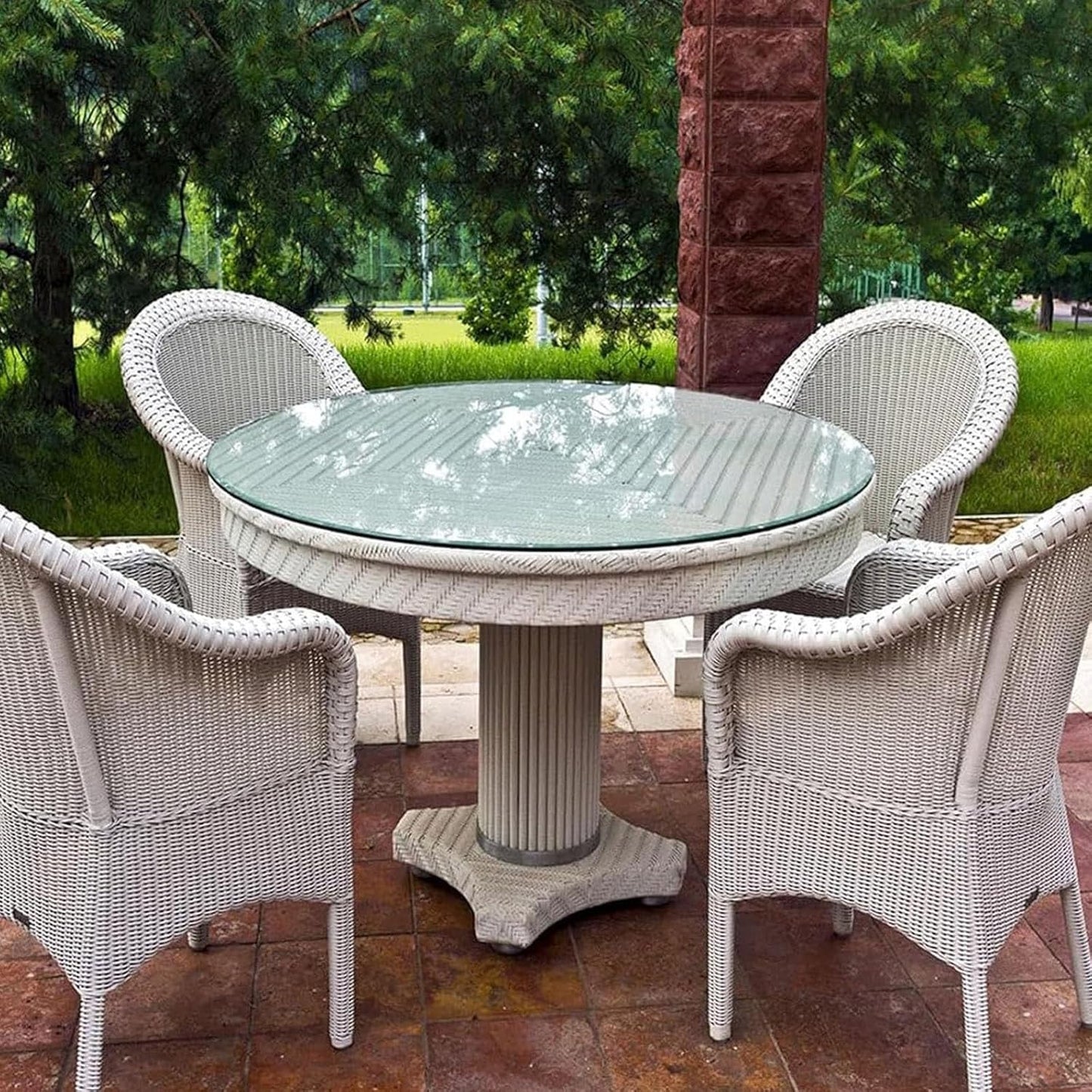 piano del tavolo da pranzo in vetro temperato.pian Tempered Glass Kitchen Table Top,Round Table Top Replacement,DIY Self-made Glass Table Tops For Coffee Tables, For Kithchen, Dining Room,(98CM(39INCH