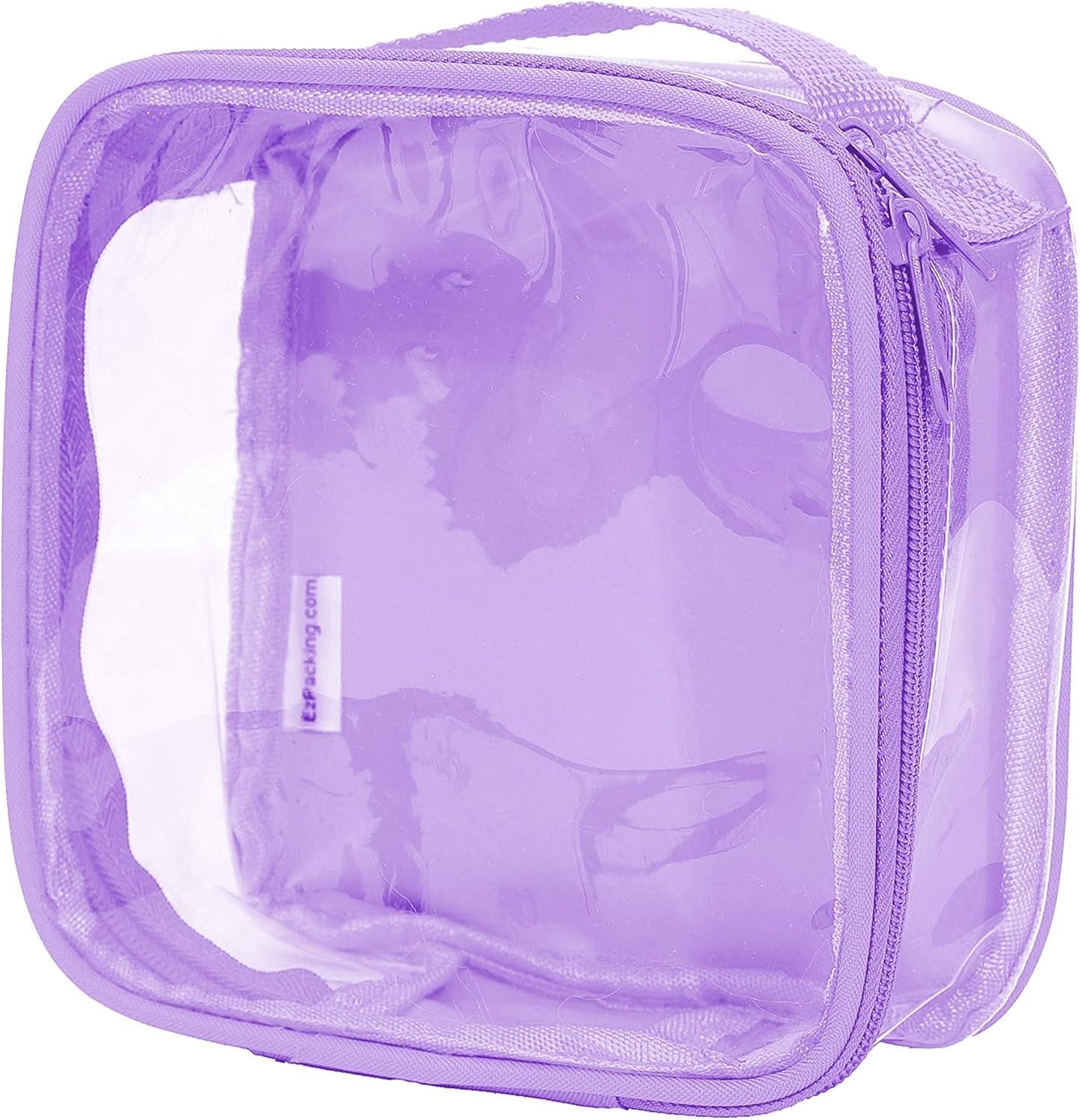 EzPacking Clear TSA Approved 3-1-1 Travel Toiletry Bag for Carry On/Quart Size Transparent Liquids Pouch for Airport Security/Reusable See Through Vinyl & PVC Plastic Organizer Men Women, Lilac, Tsa