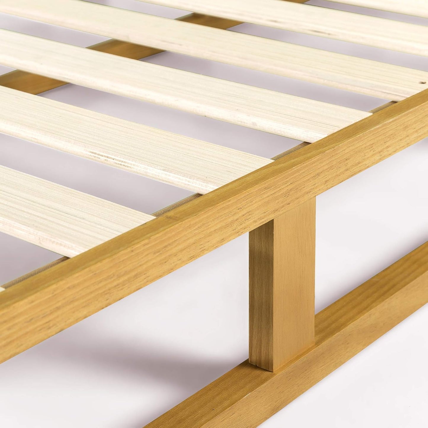 Zinus Industrial Pine Wood Double Bed Frame | Low Bed Base Mattress Foundation - Natural 20cm / Mattress Foundation/Bedroom Furniture, (AU-WDBF-8D)