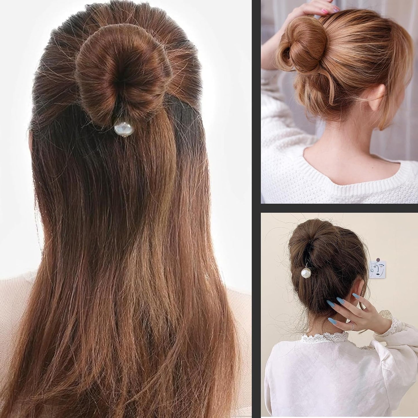 DHWEKU Set of 3 Quick Bun Maker for Braiding and Curling Hair, Magic Donuts for Quick and Easy Harvesting - Ideal for Any Occasion!