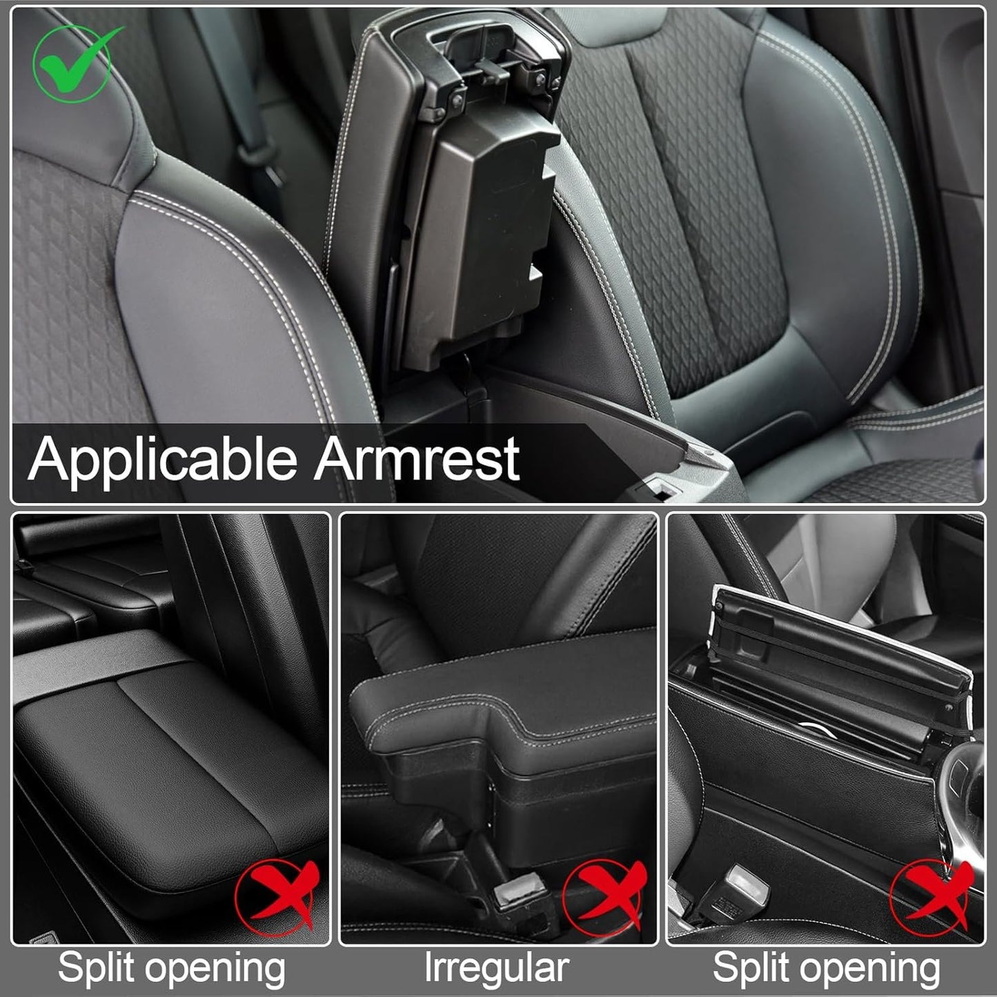 Car Center Console Cover, PU Leather Armrest Pad Cover, Universal Car Arm Rest Seat Storage Box Mat Waterproof Non Slip Interior Accessories