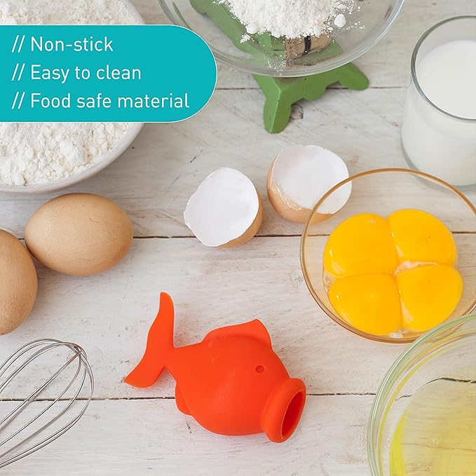 Peleg Design - Silicone Egg Separator Egg Yolk and White- YolkFish Lips Swallow Release- Kitchen Tool Gadget Cooking/Baking Tool Egg Extractor