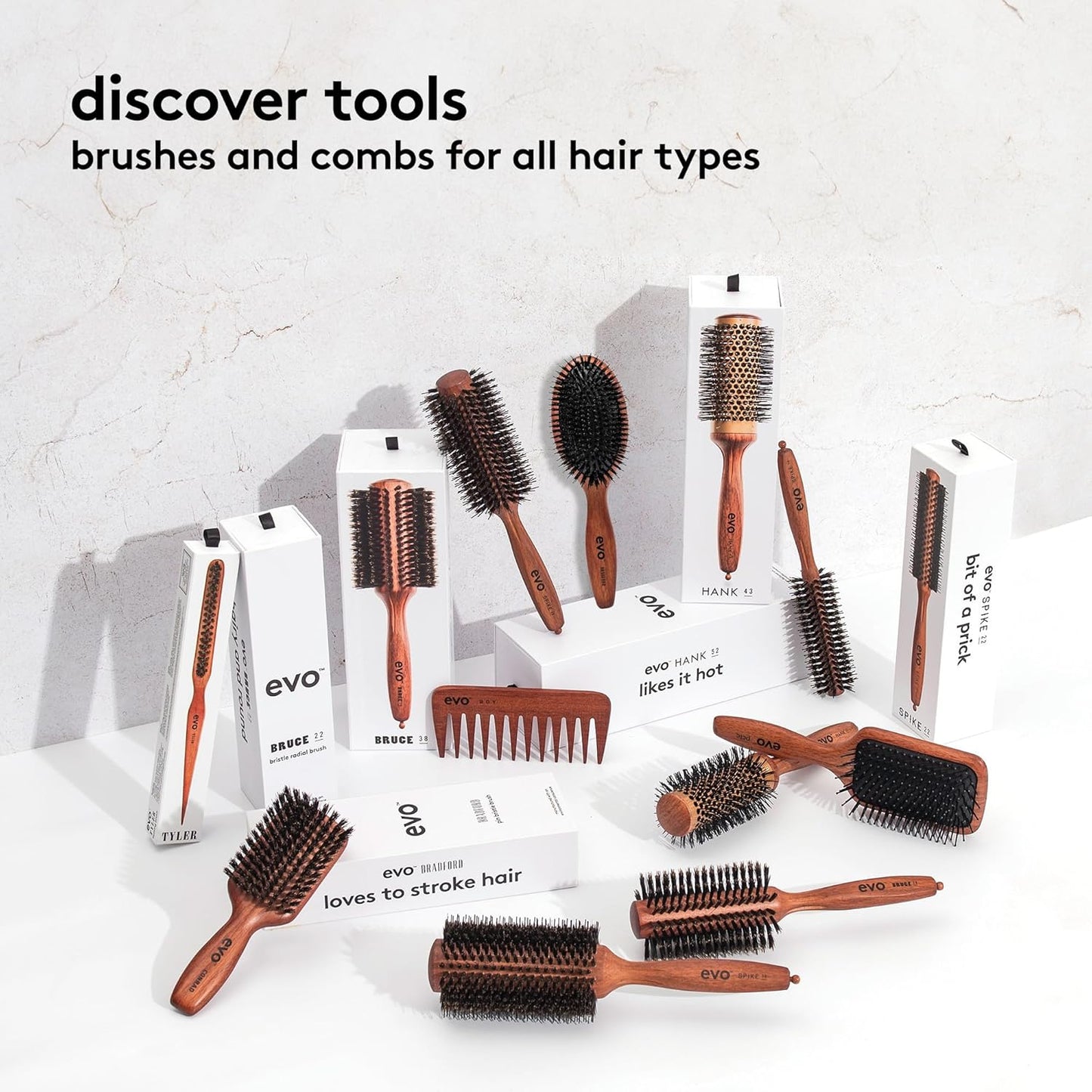 evo Pete Ionic Paddle Brush - Professional Hair Styling Brush - Detangling, Smoothing & Styling Wooden Brush