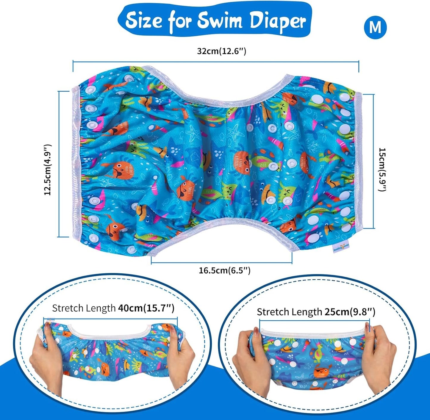 Babygoal Baby Reuseable Washable and Adjustable for,Outdoor Activities and Daily Use,Swim Lessons for Babies 0-8 Months,3SD31-CA