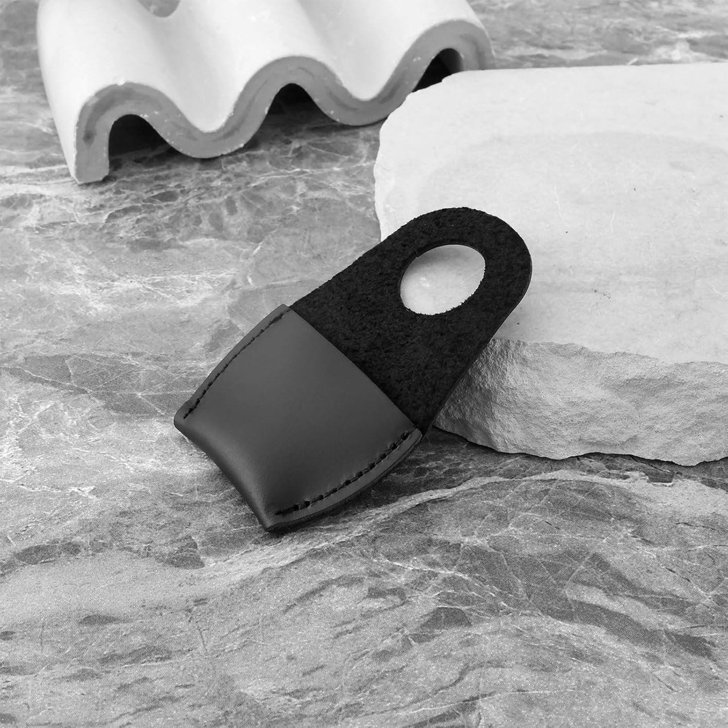 Briny River 2PCS Leather Thumb Guard 80x52mm Woodworking Carving Tool Thumb Protector Finger Thimble Guards Tools for Handmade Carpenter Carving Black