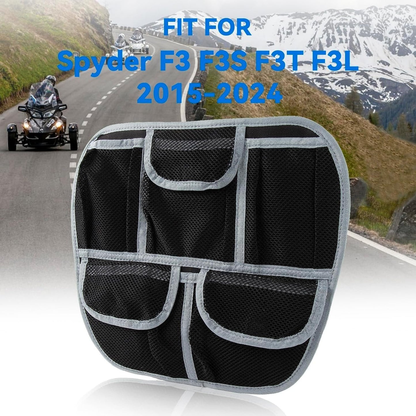 PSLER Front Trunk Lid Storage Bag for Spyder F3 F3S F3T F3L 2015-2024, F3 Accessories Luggage Storage Bag Mesh Pocket Bag for Spyder F3 F3S F3T F3L