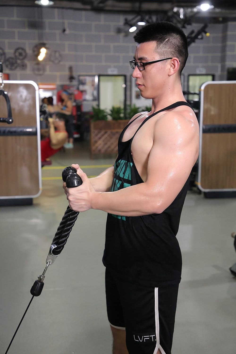 KYLIN SPORT 27" Tricep Rope Pull Down Sport Gymmastic Exercise Machie Cable Attachment Heavy Duty Nylon Rope Easy to Grip & Non Slip