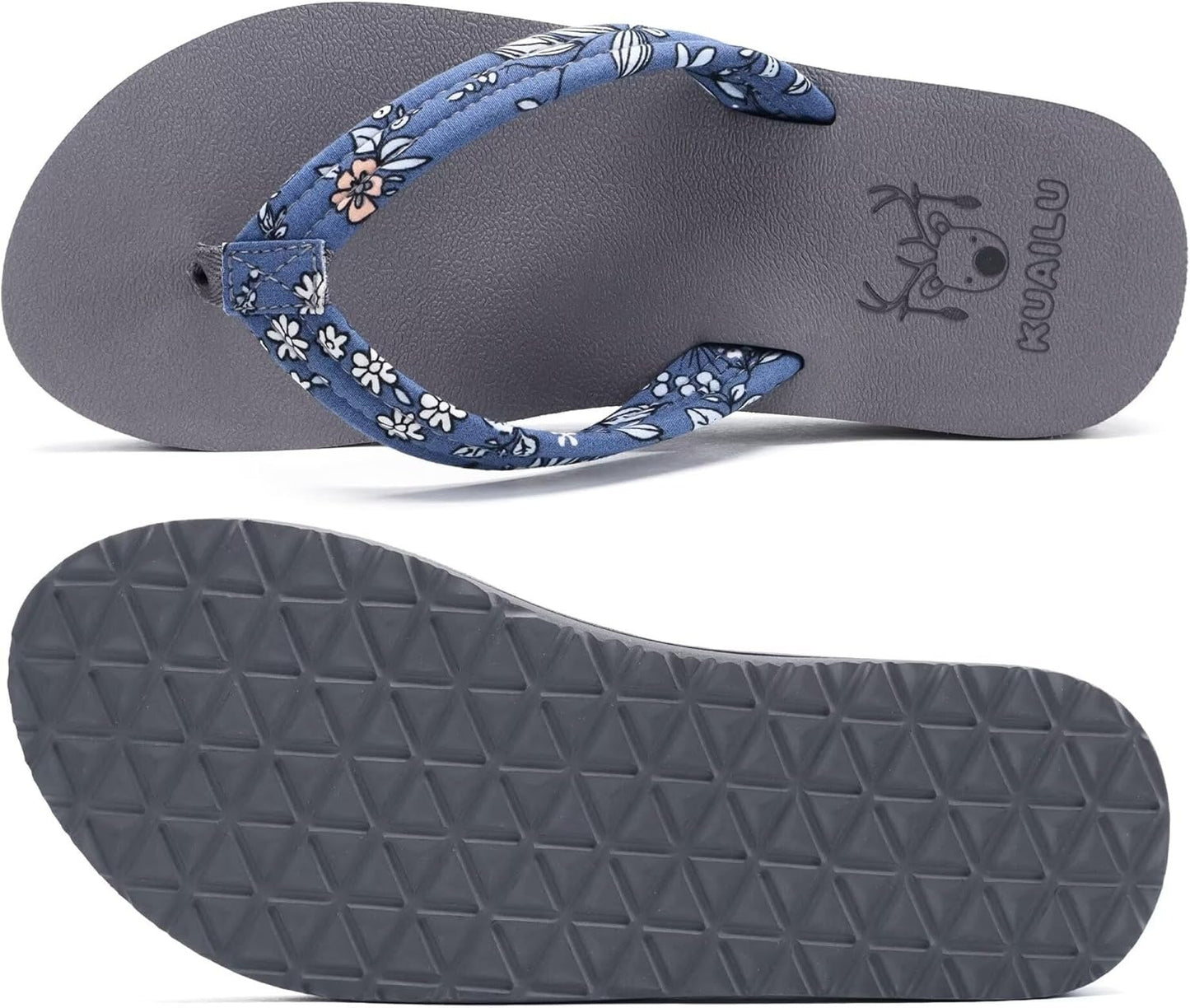 KuaiLu Womens Arch Support Flip Flops Ladies Comfort Lightweight Soft Yoga Mat Cushion Walking Thong Sandals