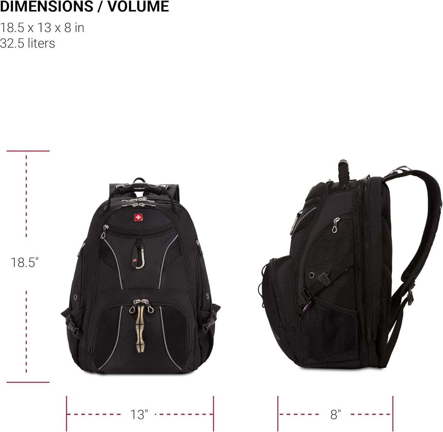 SwissGear SA1908 Black TSA Friendly ScanSmart Laptop Backpack