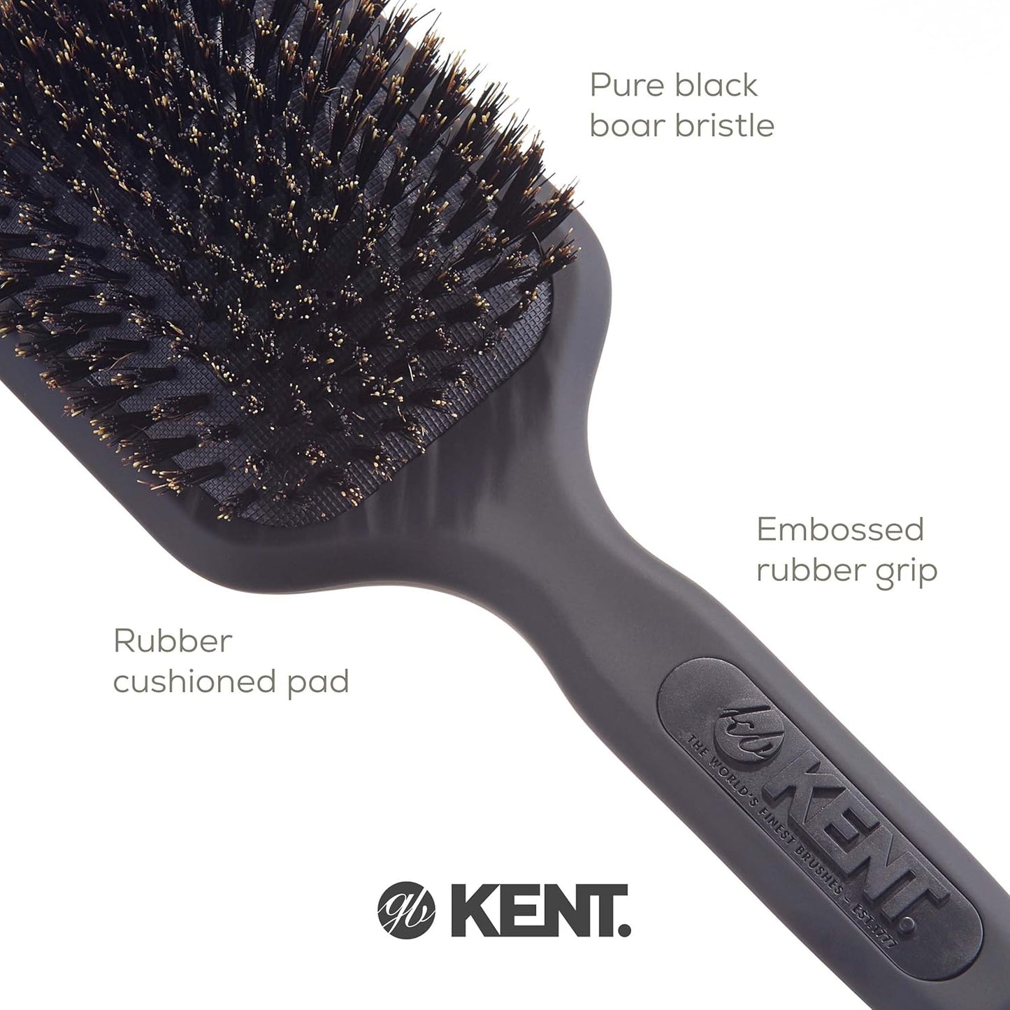 (Medium, Graphite Grey) - Kent AirHedz Pro Medium Pure Bristle Paddle Brush Graphite Grey