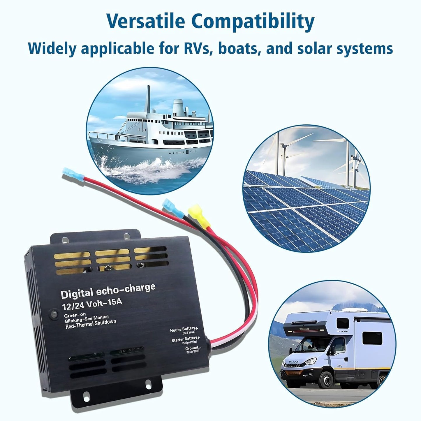 82-0123-01 Auxiliary Battery Charger,Intelligent Dual Battery Charger, 12V System Adapter,Be Suitable for Xantrex 82-0123-01 Echo Charge,Suitable for RV, Marine and Solar Equipment