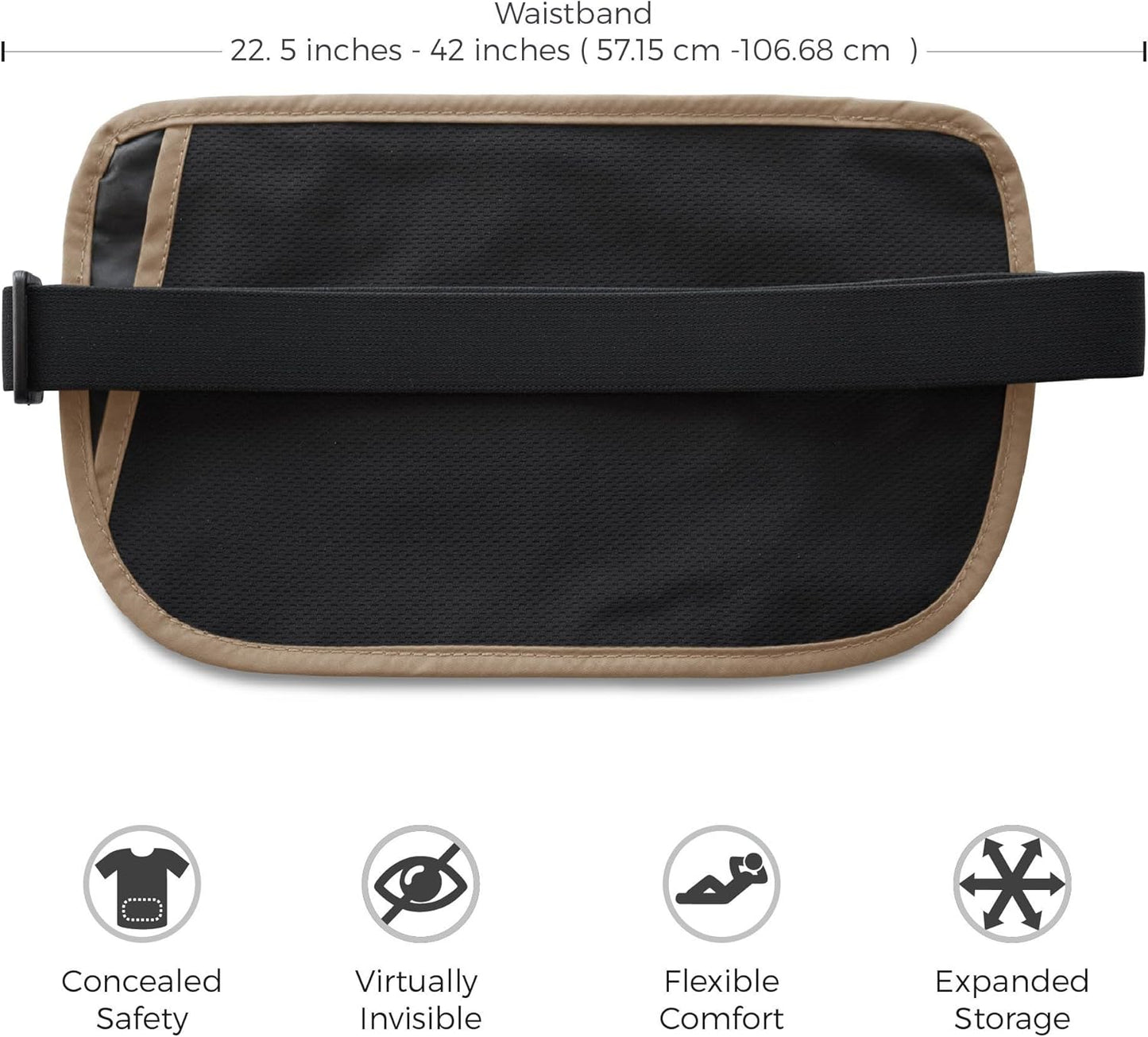 Money Belt for Secure Travel - Concealed Travel Pouch w/RFID Blocking - Secure Important Documents and Money - Durable, Water-Resistant Rip-Stop Nylon w/RFID Sleeves Set