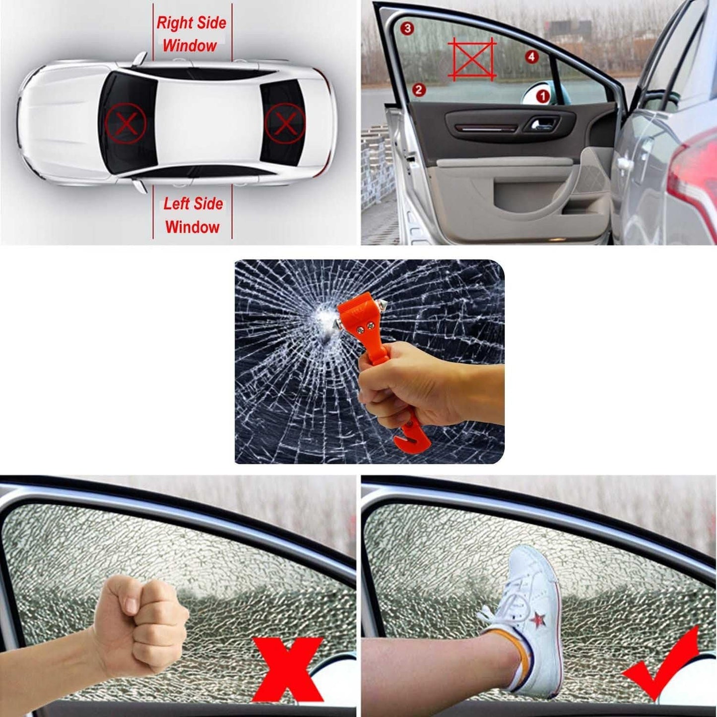 Autoark Car Safety Antiskid Hammer Seatbelt Cutter Emergency Class - Window Punch Breaker Auto Rescue Disaster Escape Life-Saving Hammer Tool,2 Pack,AZ-012
