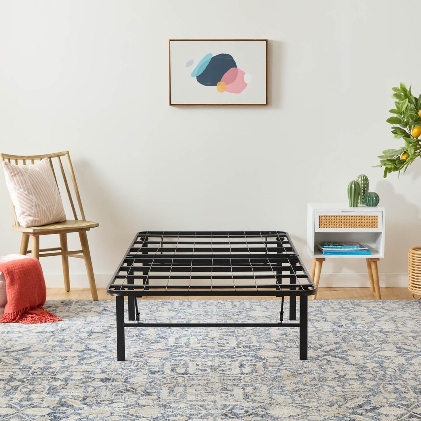 LINENSPA 14 Inch Folding Metal Platform Bed Frame - 13 Inches of Clearance - Tons of Under Bed Storage - Heavy Duty Construction - 5 Minute Assembly - Twin XL