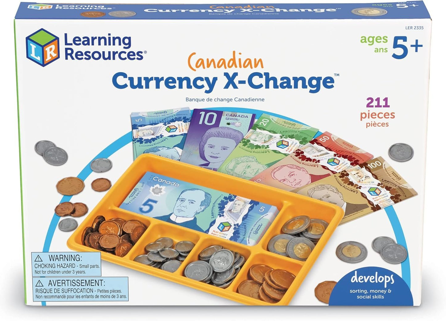 Learning Resources Canadian Currency-X-Change, Pretend Play Money for Kids, Develops Sorting and Money Skills, 211 Pieces, Ages 5+