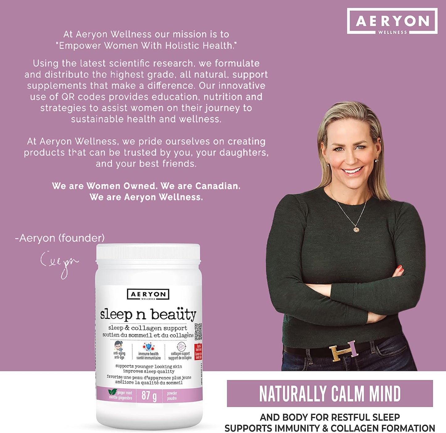 Sleep n Beaüty by Aeryon Wellness - Natural Sleep Aid - Supports Immunity & Collagen Formation - Naturally Calm Mind & Body for Restful Sleep - Natural Sleep Vitamin (Ginger Mint Flavour, 30 servings)