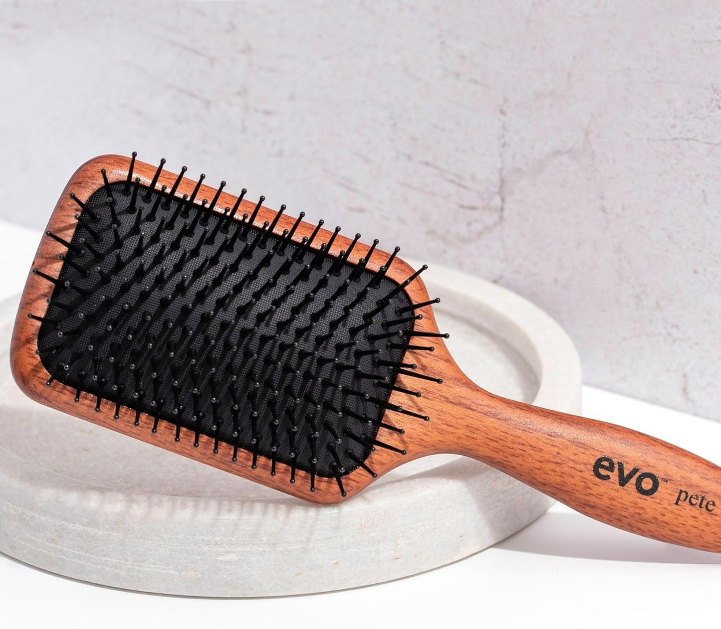 evo Pete Ionic Paddle Brush - Professional Hair Styling Brush - Detangling, Smoothing & Styling Wooden Brush