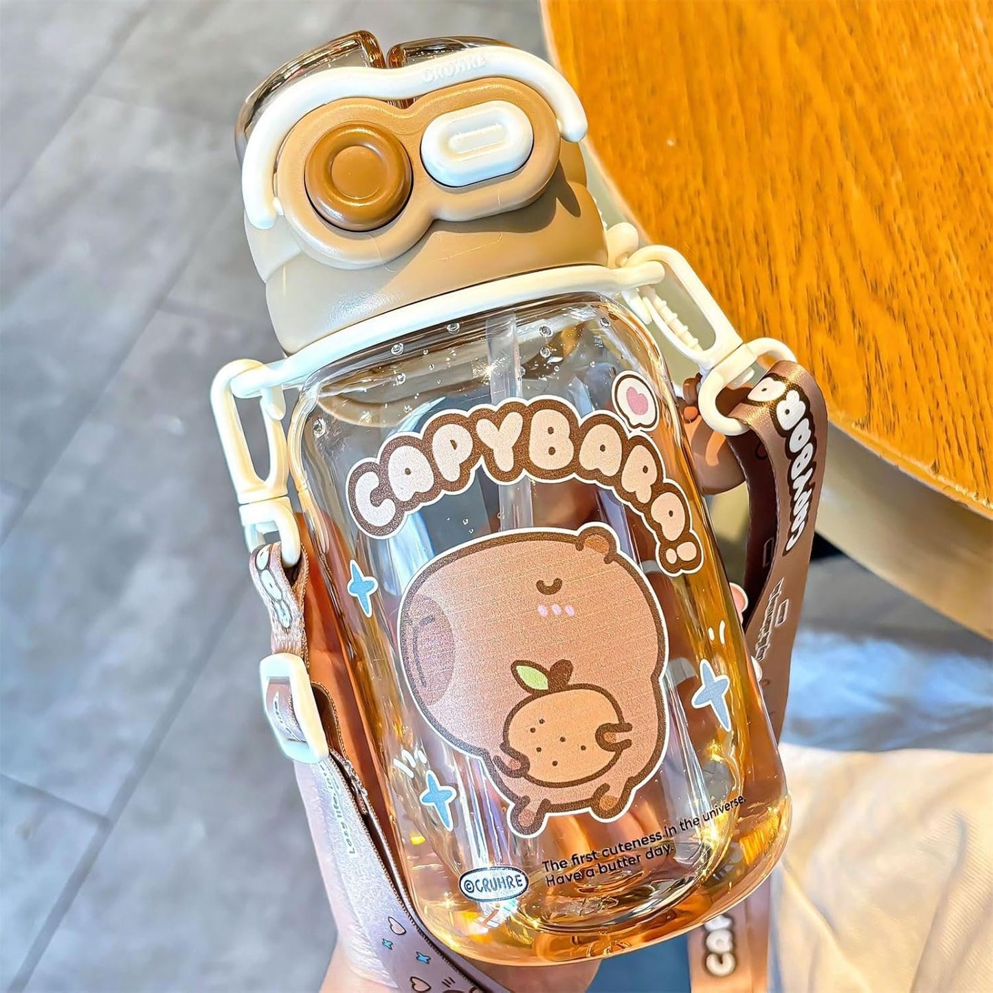 Atcdfuw Drinking Bottle,Adorable Capybaras Shape Water Bottle Double Drinking Cup for Various Age Suitable for Home Office Or Outdoor Activity