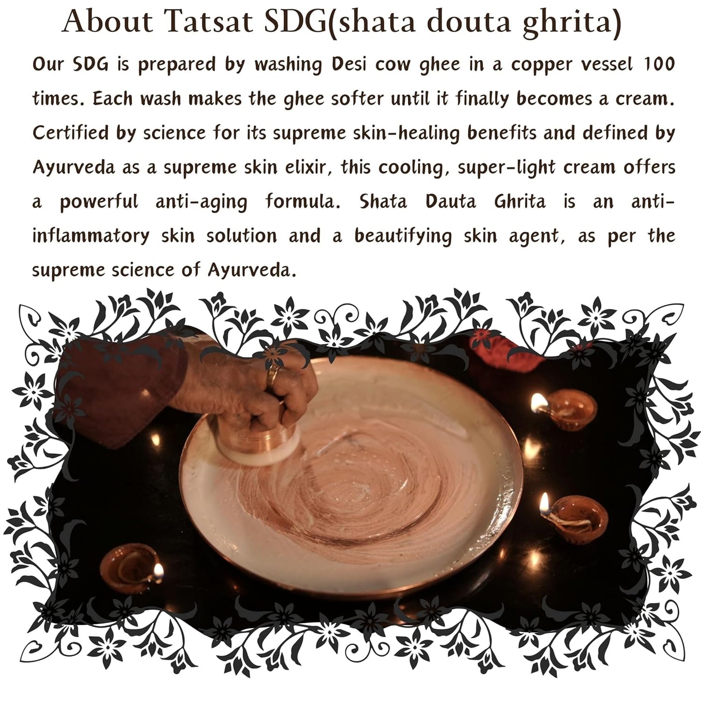 TATSAT - WELLNESS THROUGH AYURVEDA Shata Dhauta Ghrita 100 Times Washed Ghee Anti Aging Nourishing Cream Removes Stretch Marks - 30gm (30, Rose)