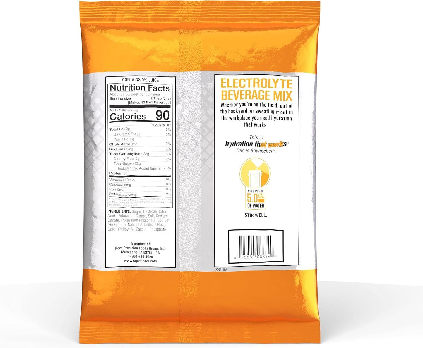 Sqwincher Powder-Pack, 47.66-Ounce, Yields 5-Gallon, Orange, 47.66-Ounce (Packaging May Vary)