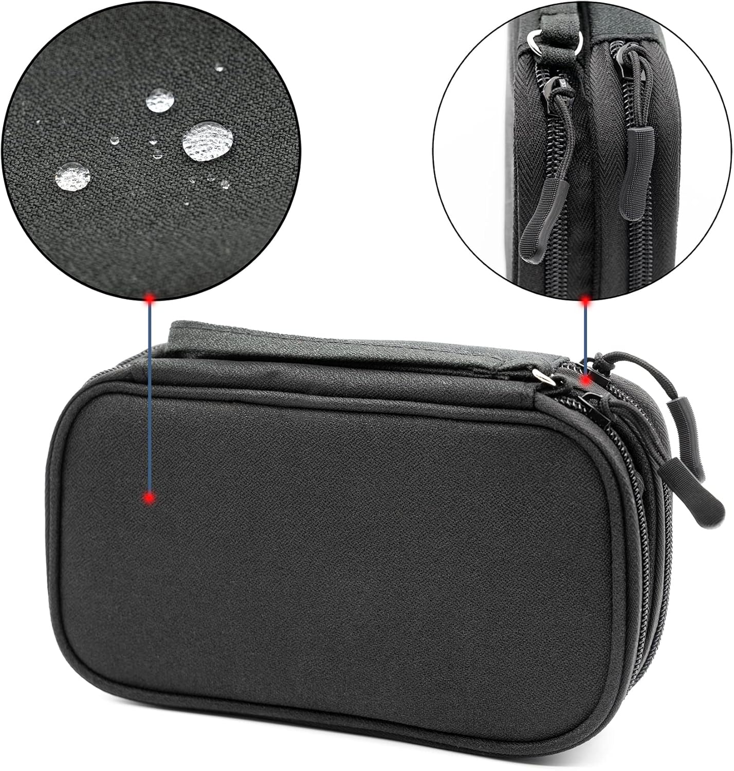 Ruyosn Small Waterproof Electronics Cable Bag Double Layer Travel Bag Organizer Bag Electronics Travel Bag Organizer Cables Accessories Electronics Black