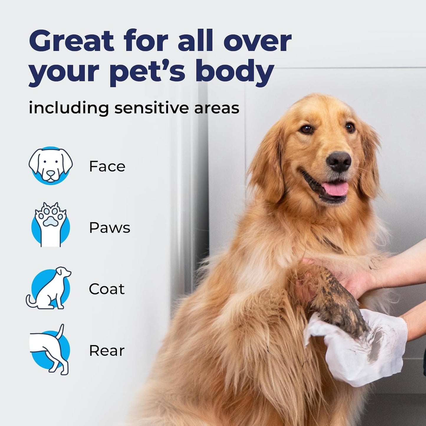 Furbliss Hygienic Pet Wipes for Dogs & Cats, Cleansing Grooming & Deodorizing Hypoallergenic Thick Wipes with All Natural Deoplex Deodorizer by Vetnique Labs (100ct, Refreshing Scent)