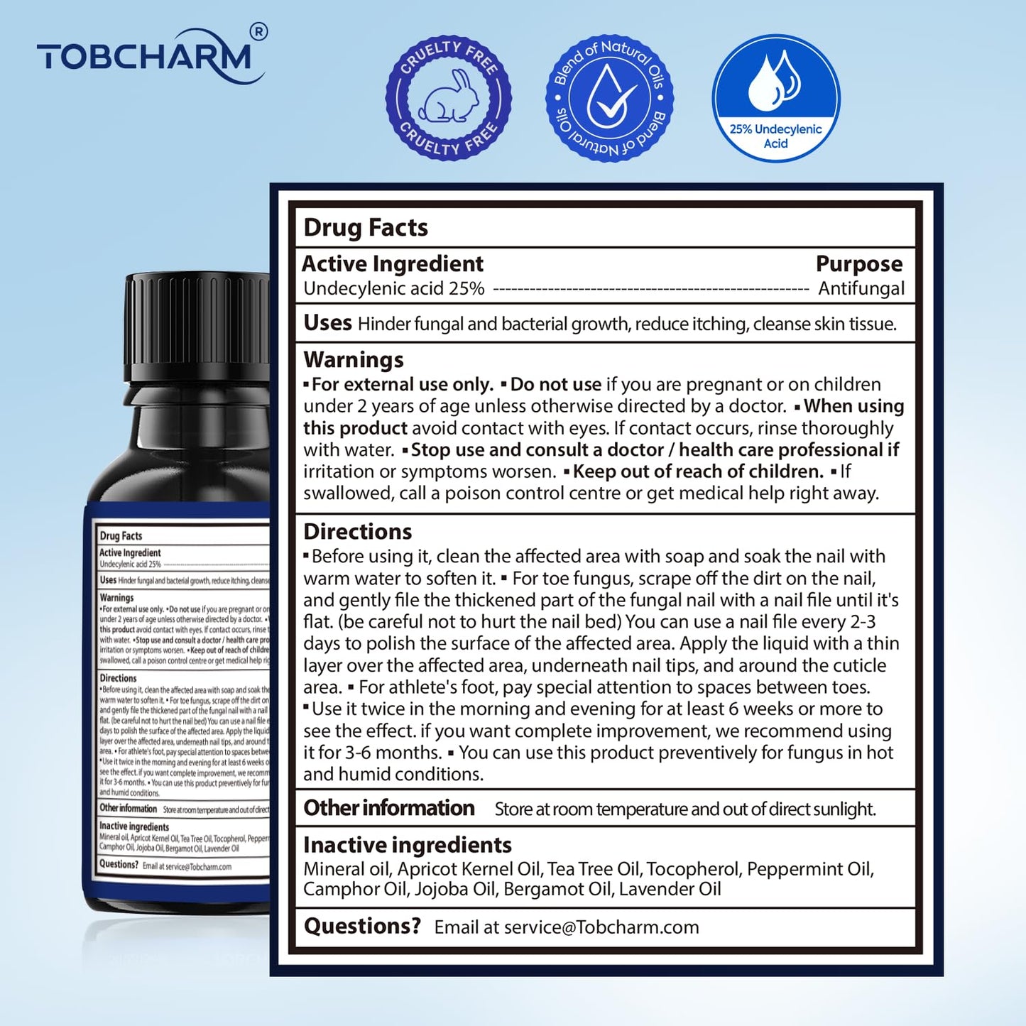 Toenail Fungus Treatment with 25% Undecylenic Acid, Toe Fungus Treatment for Toenail, Fungus Nail Treatment, Toenail Fungus Treatment Extra Strength, Fungal Nail Treatment for Athletes Foot (1oz)