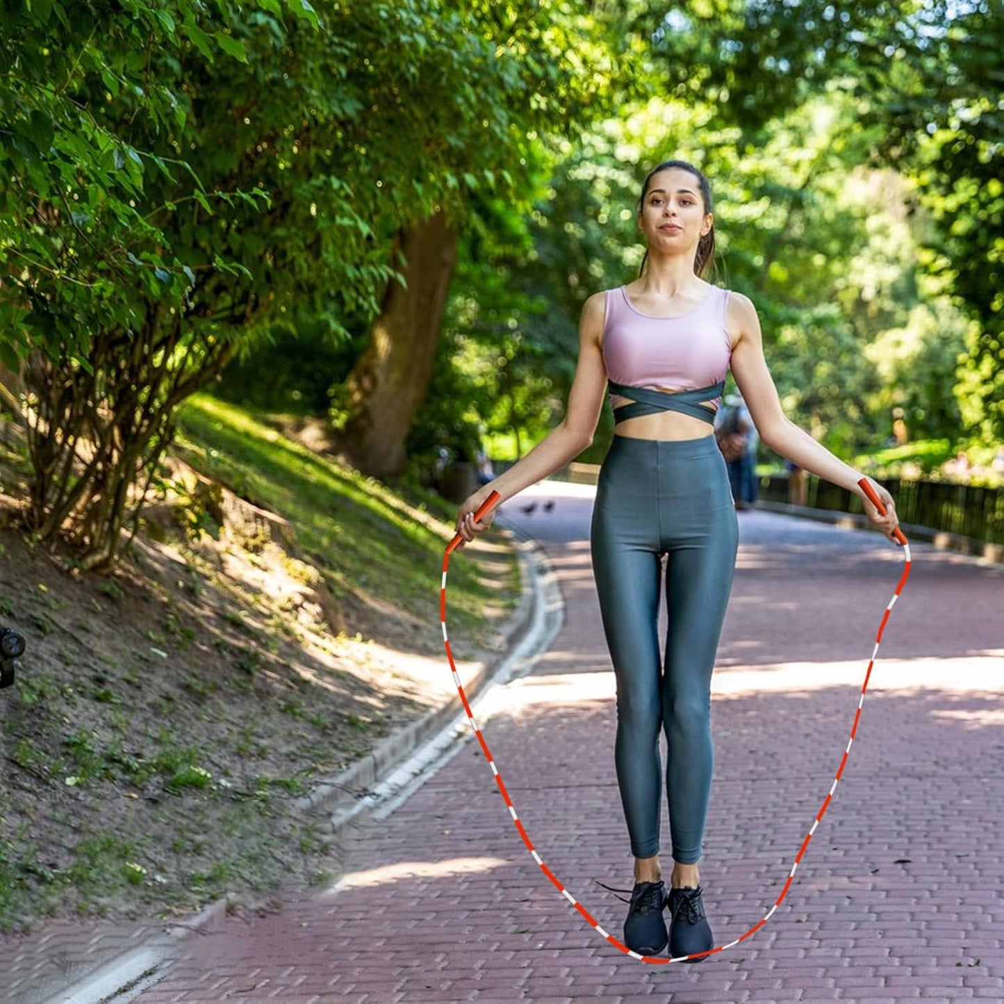 Beaded Jump Rope, Adjustable Fitness, 280 cm/110.24 Inches Adult Training Gear, Cardio Exercise Tool, Durable Workout Accessory, for Gym School Playground Park, Indoor Outdoor Use