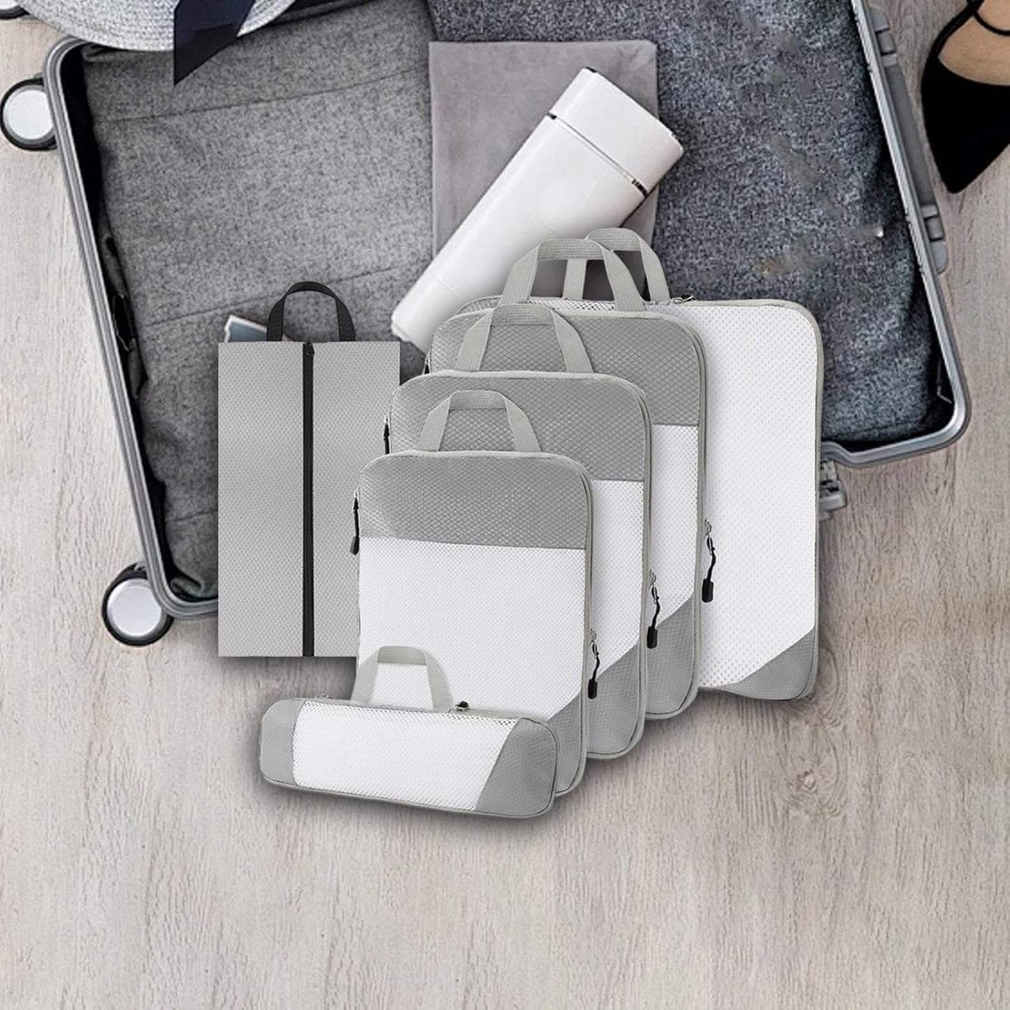 Gralara Ultimate Travel Packing Cubes Set for Seamless Organization, White