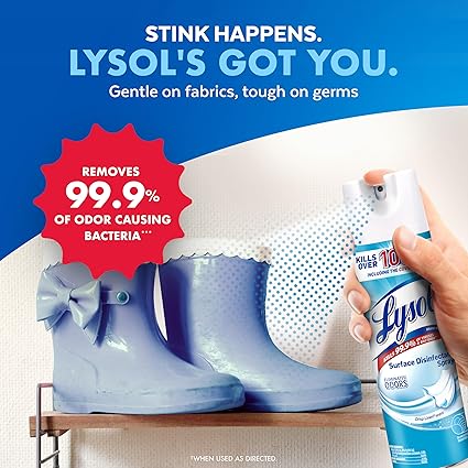 Lysol Disinfectant Spray, Household Essential Cleaning Supplies, Multi-Purpose Room Spray, Antibacterial Sanitizer Spray, Upholstery Deodorizer, Home and Bathroom, Crisp Linen,19 Fl Oz (Pack of 12)