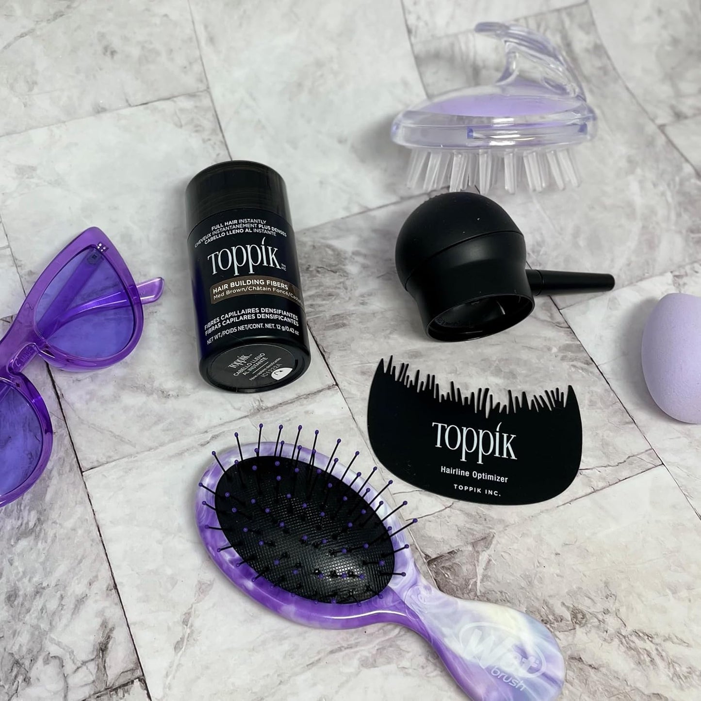 Toppik Hair Perfecting Duo - Hides Extension Tracks - Natural & Fuller Look - Organic Keratin - Easy to Apply - For Men & Women - Hairline Care - Hair Loss Products - Hairline Optimiser - 27.5g