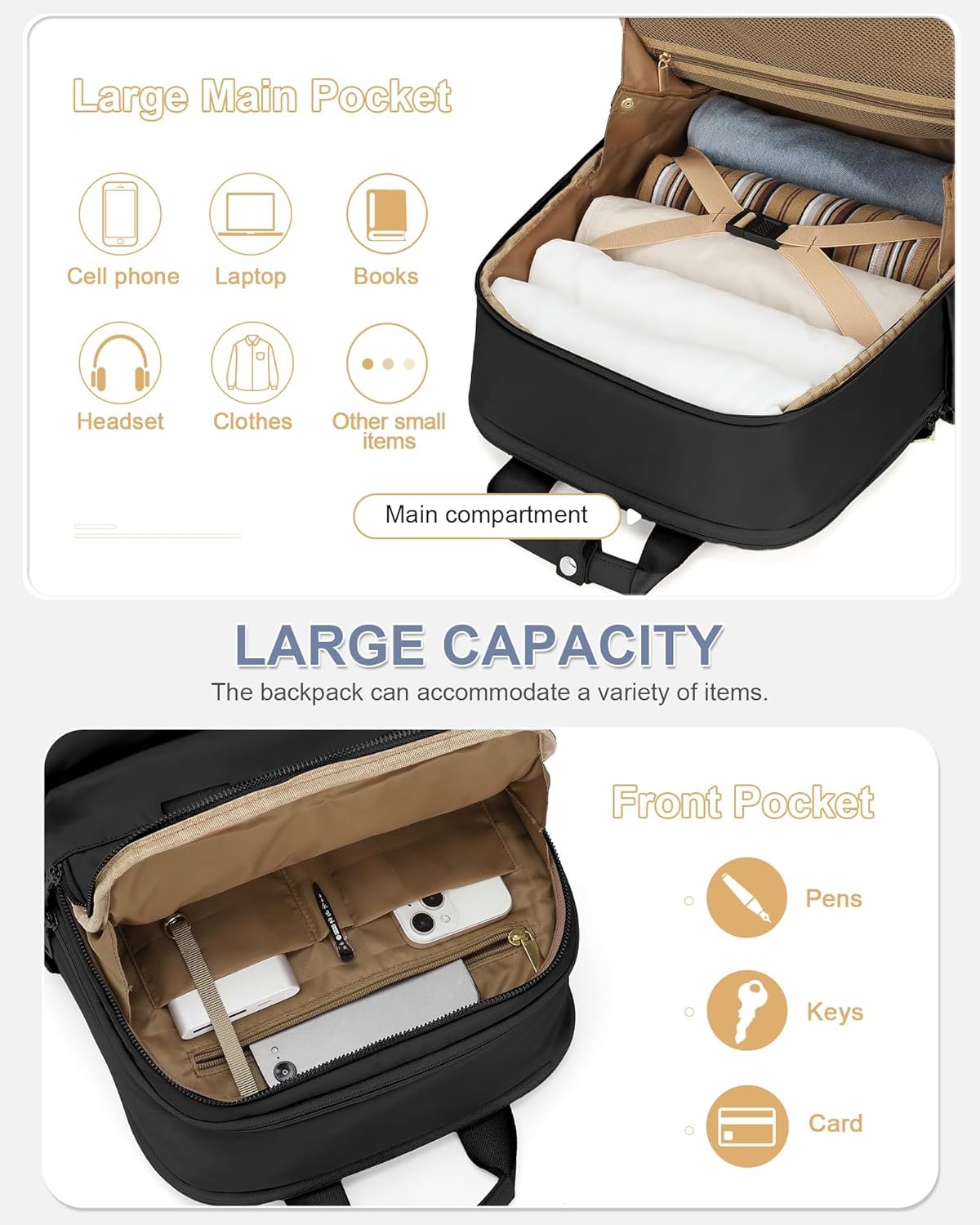 Carry on Travel Backpack for Women Airplane Approved Hand Luggage Backpack Water Resistant Personal Item Travel Backpack