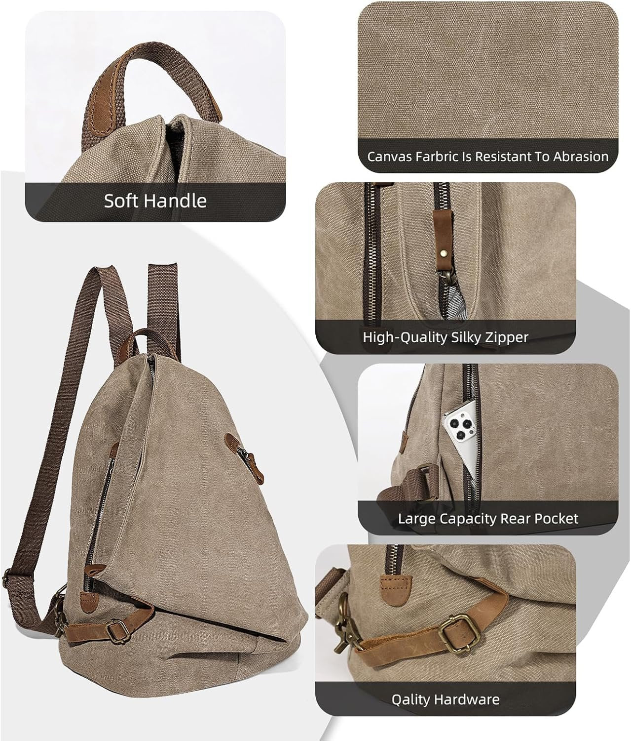 Canvas Vintage Backpack – Large Casual Daypack Outdoor Travel Rucksack Hiking Backpacks Shoulder Bag for Men Women
