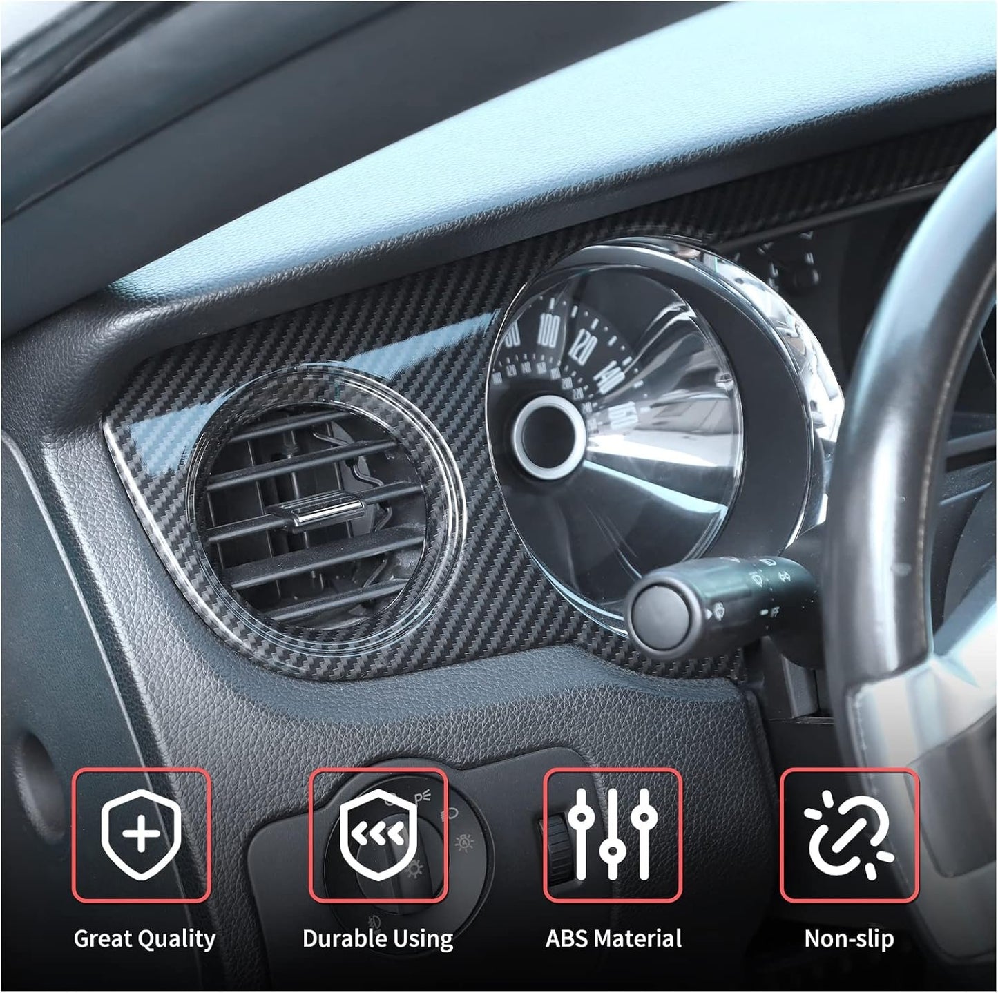 RT-TCZ Carbon Fiber Center Console Dashboard Panel Trim Cover Kit Meter Frame Decoration Interior Accessories for Ford Mustang 2010-2014