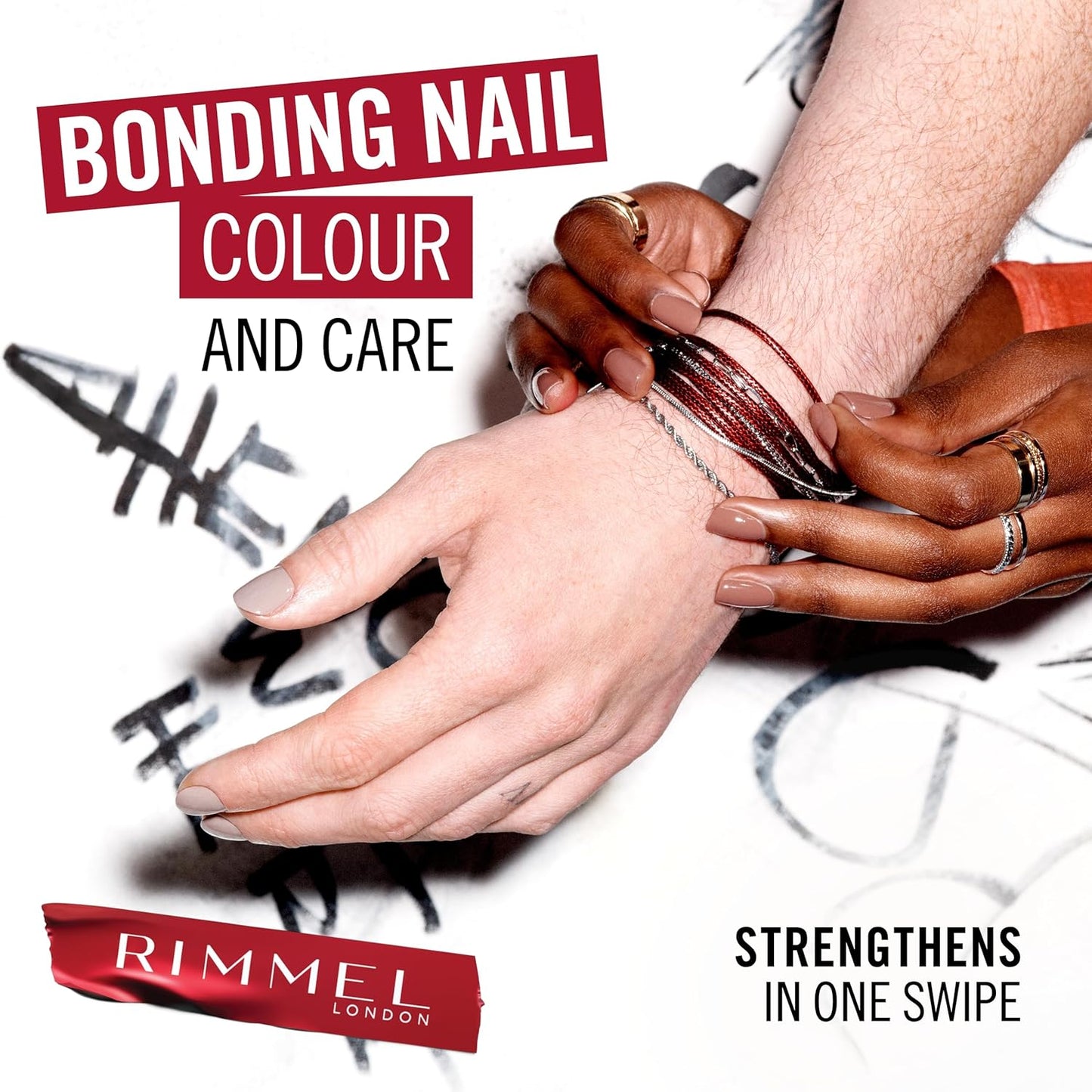 Rimmel Wonder'bond Care+Color Nail Polish, 007 Cappuccino, Regenerates Nails, with Biotin and Vegan Keratin, Modulable, 12 ml