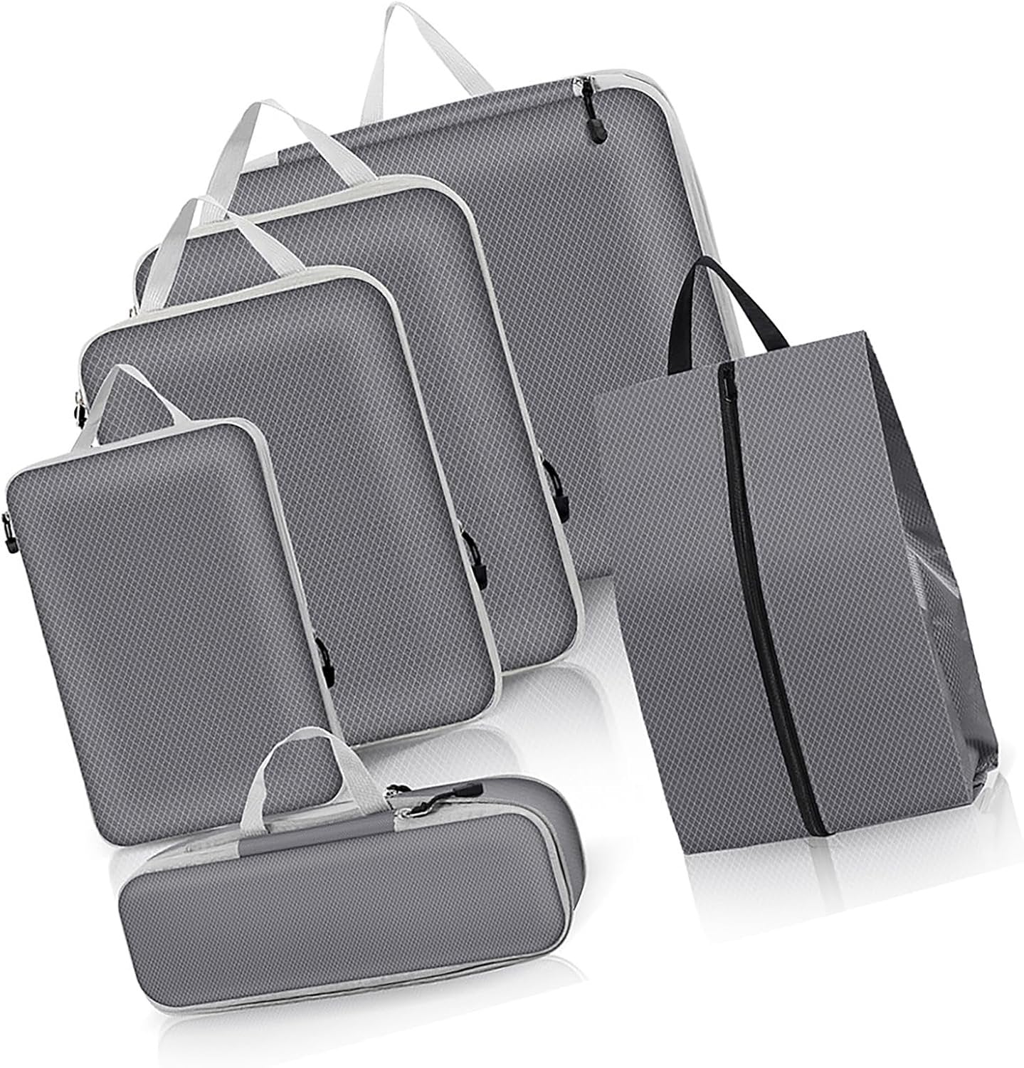 Packing Cubes 6PCS Compression Packing Cubes Extensible Organizer Bags for Travel Suitcase Luggage Organization Organiser Set Travel Luggage Packing for Travel or Home Storage Black