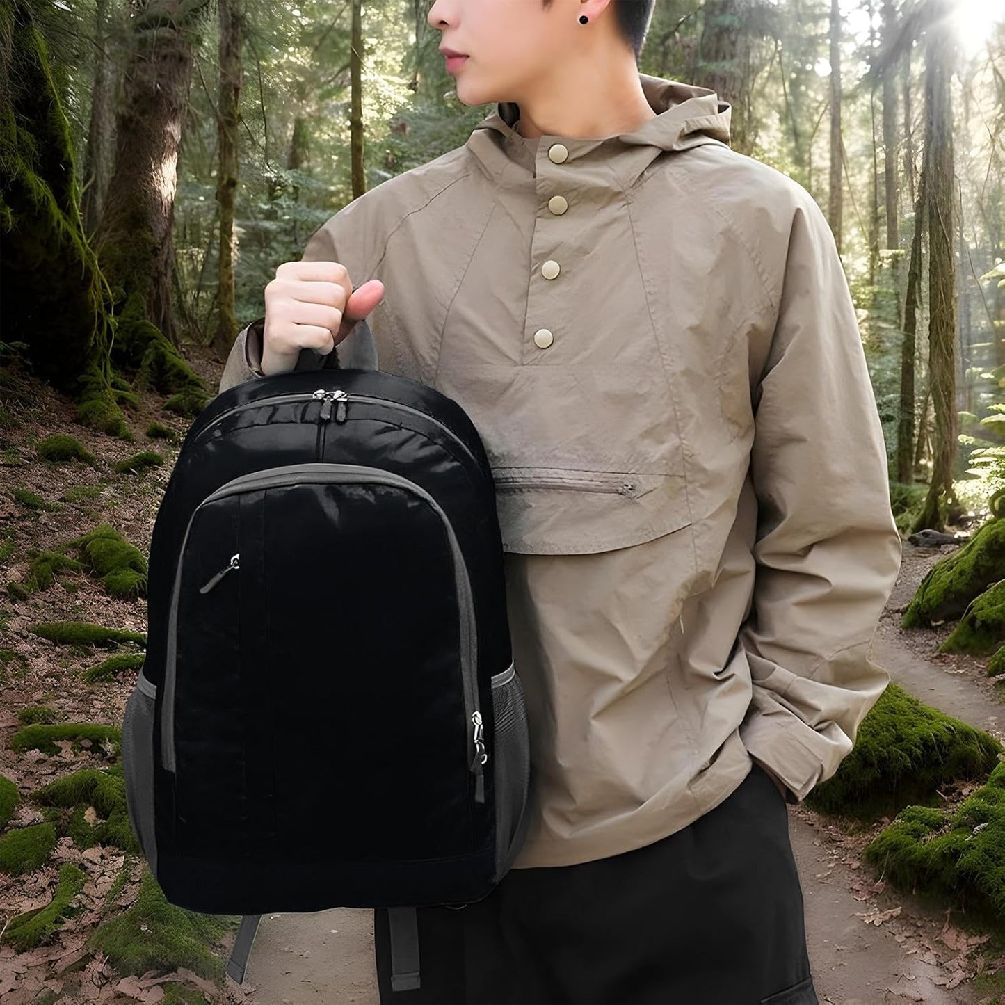 Daypack Hiking Backpack | Hiking Bag Foldable Backpack - Waterproof Large 30L Back Pack Foldable Bag for Travel Cycling Camping Backpacking Walking