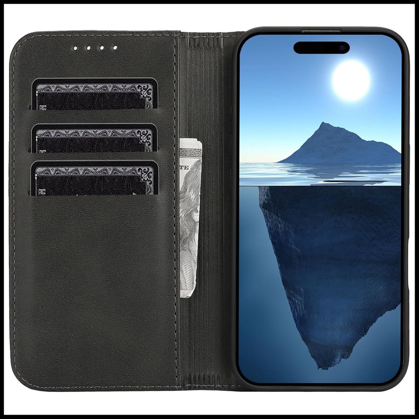 FROLAN for iPhone 16 Pro Wallet Case with Card Holder, Premium PU Leather Credit Slot Flip Folio Book Drop Protection Shockproof Phone Cover for iPhone 16 Pro 6.3 Inch (Black)