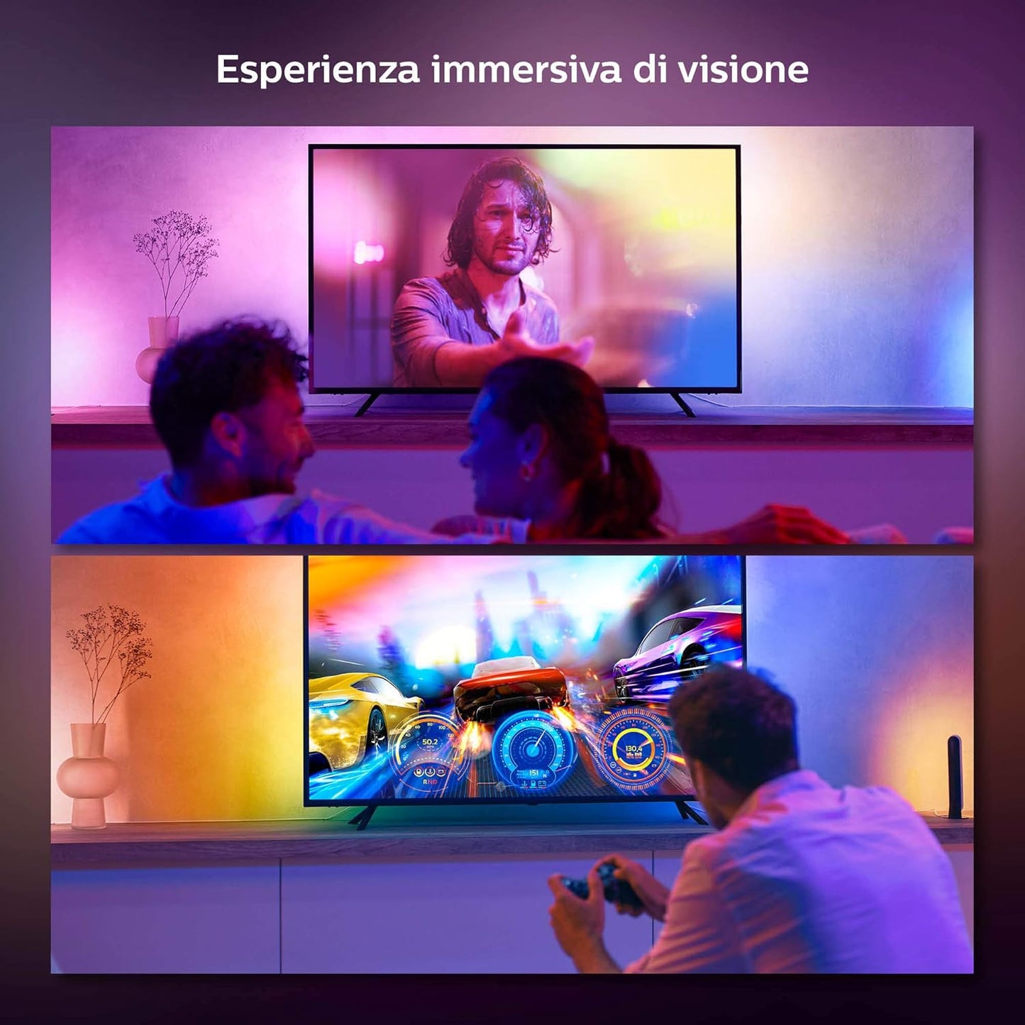 Philips Hue Play Gradient Lightstrip 55", Smart Led Strip Lighting Sorround Synchronized with TV Colours
