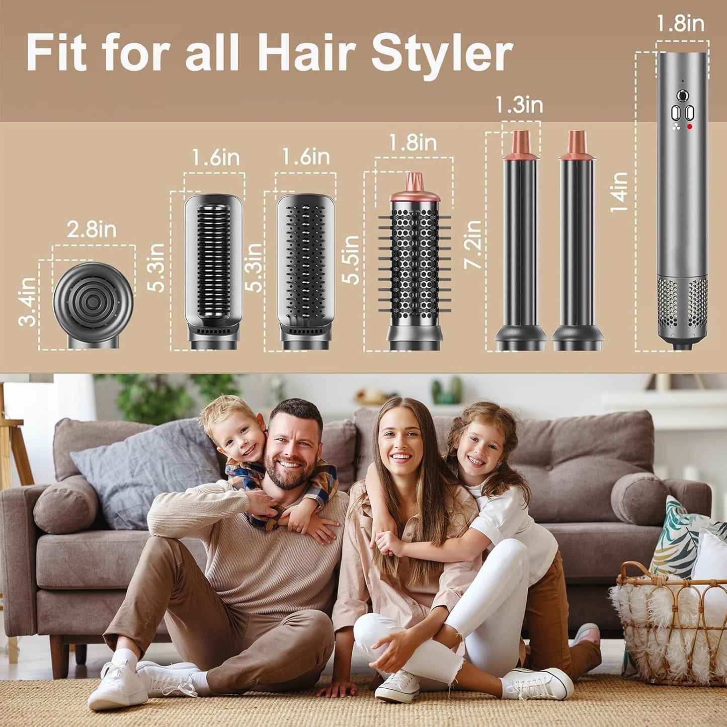Air Styler Ionic Hair Dryer Brush 6 in 1 Blow Dryer Brush Ions, Detachable Hair Styler Tools, Auto Wrap Curler, High Speed Multi-Hot Air Styler for Drying, Straightening and Volumizing
