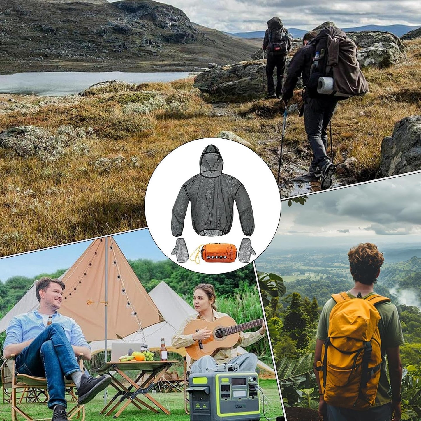 Fly Suit, Breathable Net Clothing, Protective Outdoor Gear, Flexible Lightweight Design, Repellents Camping Accessories for Fishing, Hiking, Travel, for Men and Women, 1 Set